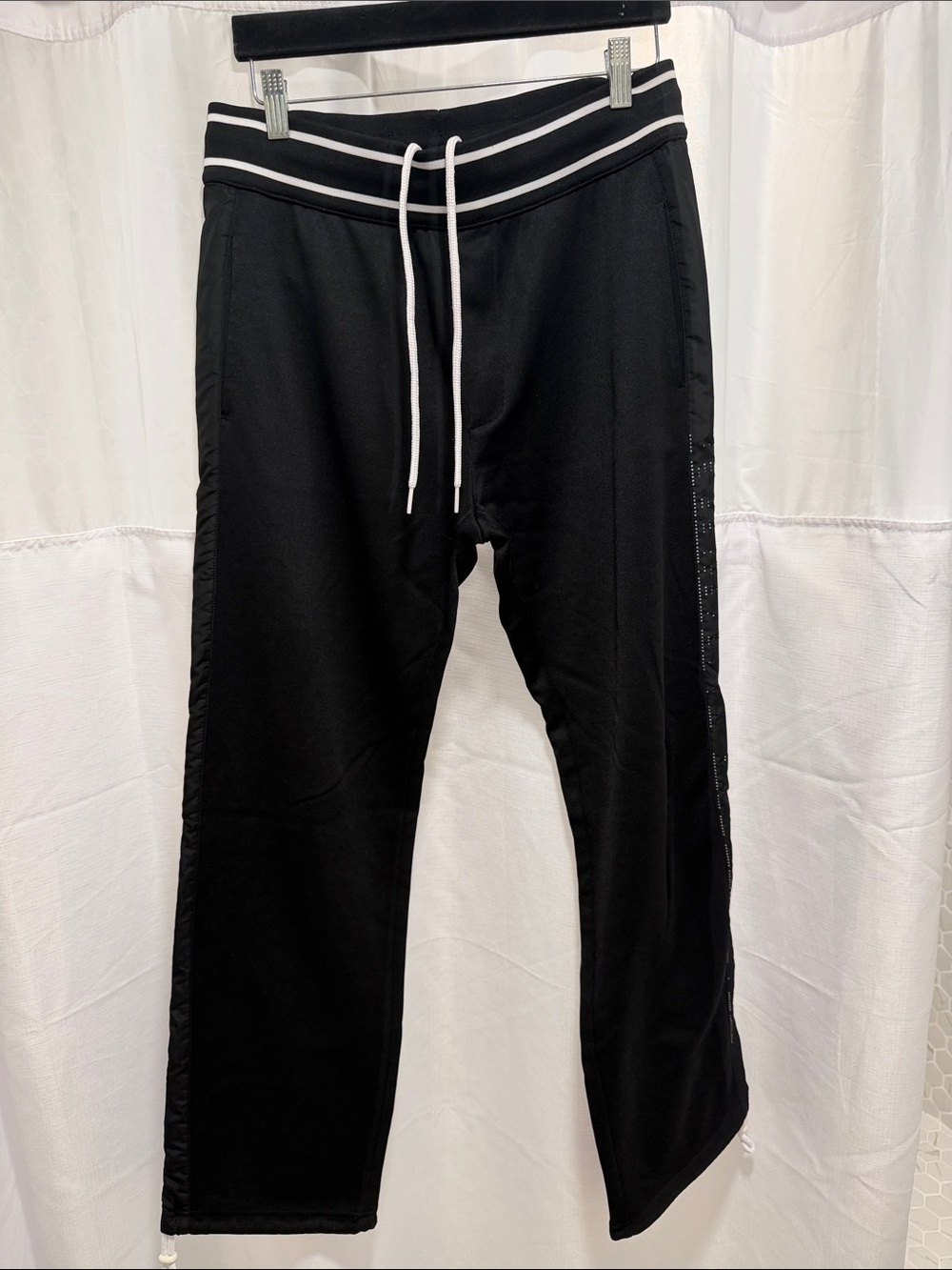 VintageA/X Armani Exchange Black Joggers with White Drawstring and Waist Stripes
